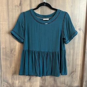 Adorable blue Loft peplum top with cute cutout details